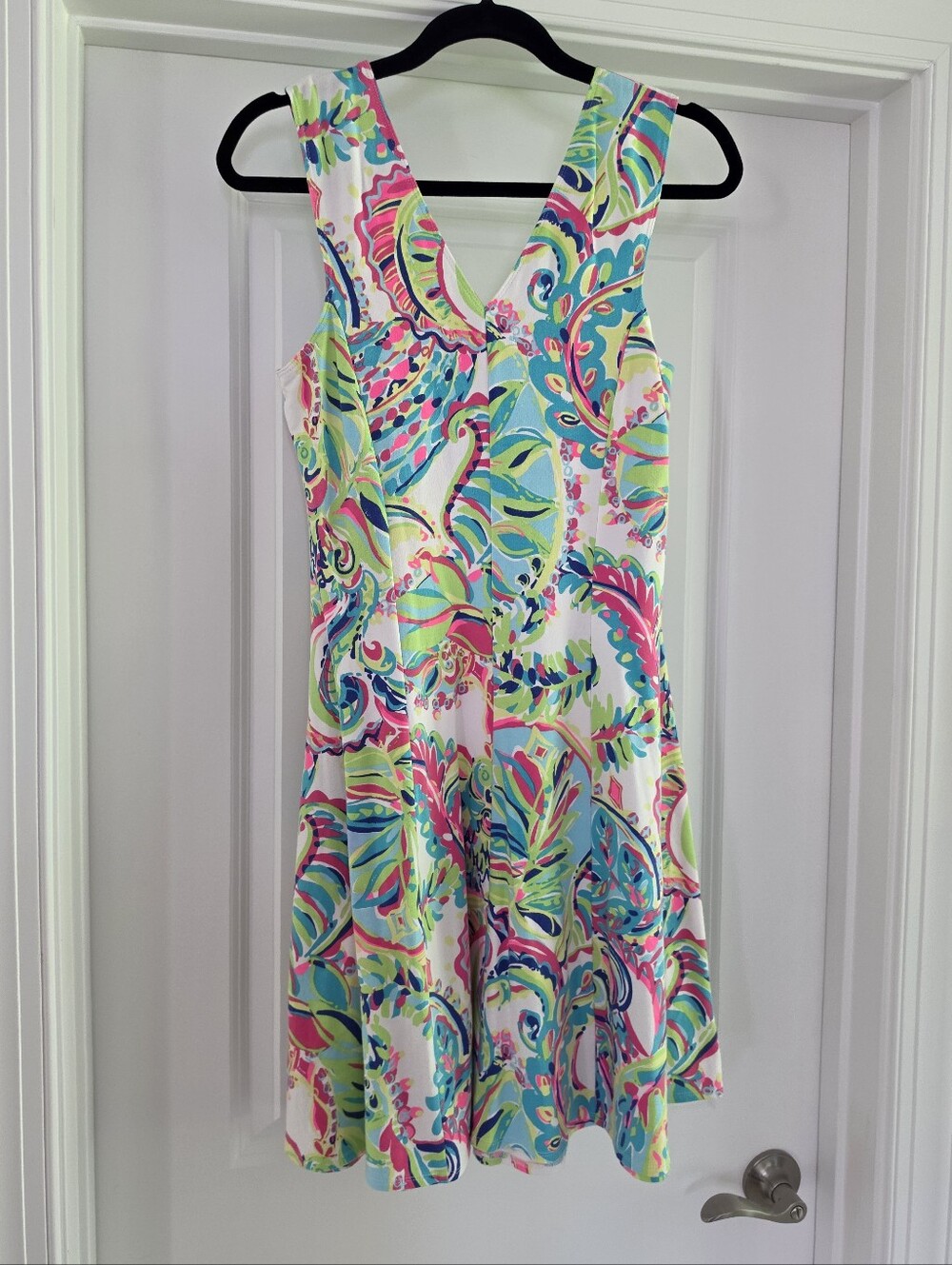 Lilly Pulitzer White Multicolor Paisley V-Neck Sleeveless Mini Dress - Picture 4 of 8